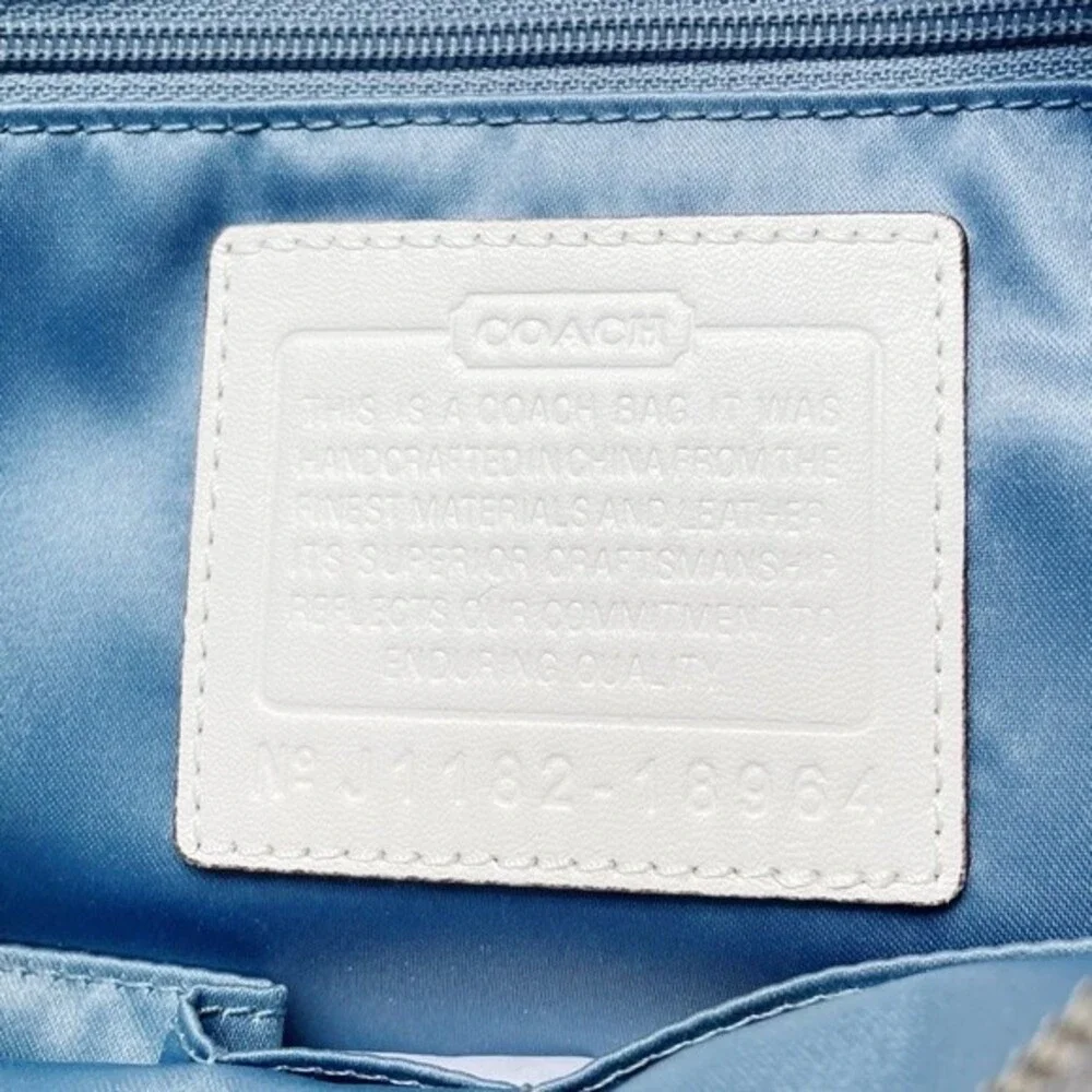 Coach Chelsea Inlaid Leather Charlie Tote Patchwork Gray Silver Blue Lining NEW